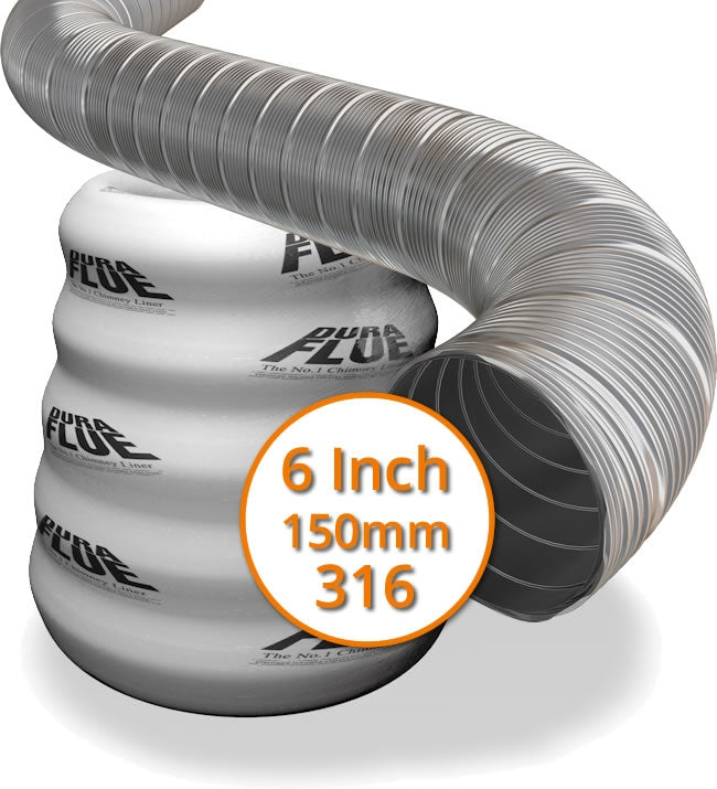 Dura Flue 6 Inch (150mm) 316 Grade Flexible Flue Liner