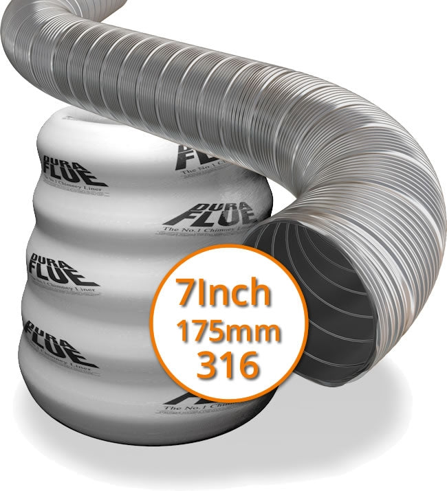 Dura Flue 7 Inch (175mm) 316 Grade Flexible Flue Liner