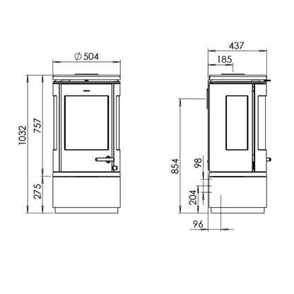 Morso 7940 Wood Burning Ecodesign Stove dimensions