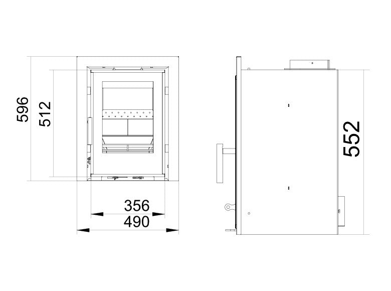 Woodford Lovell C400 Inset Wood Burning Stove dimensions chart