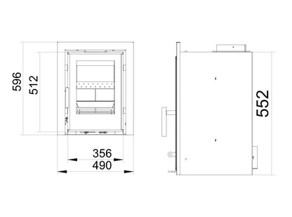 Woodford Lovell C400 Inset Wood Burning Stove dimensions chart