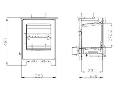 Woodford Lowry 5 Multifuel Wood Burning Stove dimensions chart