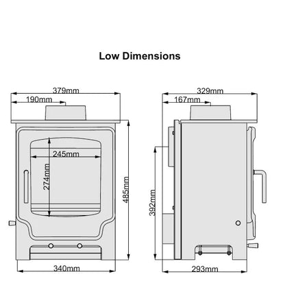 Saltfire Scout Wood Burning / Multifuel Ecodesign Stove dimensions