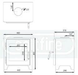 Saltfire ST1 Vision Wood Burning Ecodesign Stove dimensions