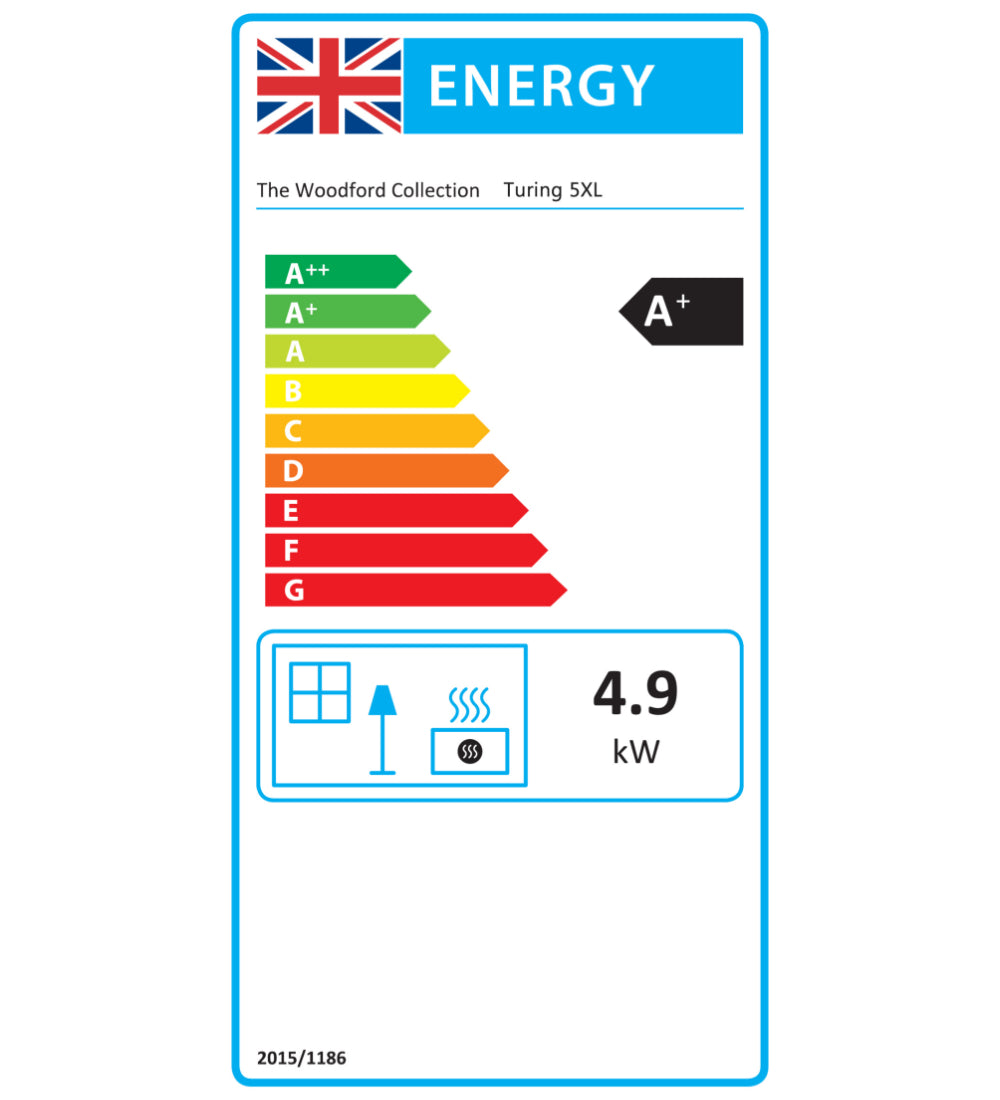 Woodford Turing 5XL Widescreen Multifuel Wood Burning Stove energy rating